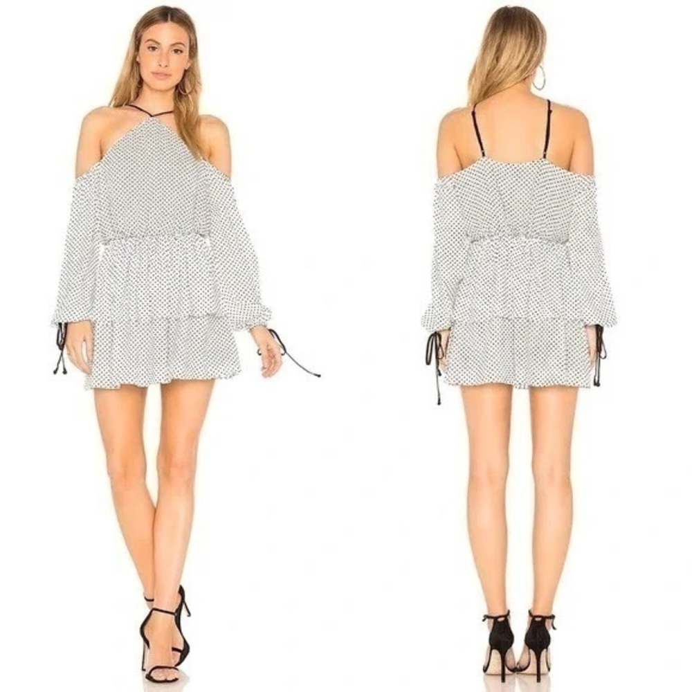 Tularosa Ella Dress Eggshell Polka Dot Cold Shoulder Halter Size XS